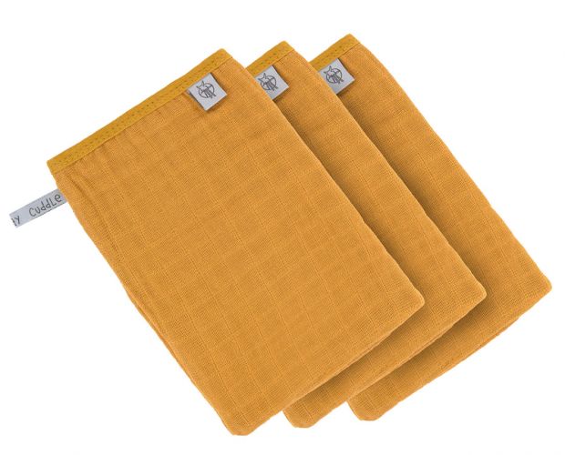 Lässig Žínky Muslin Wash Glove Set 3 pcs mustard