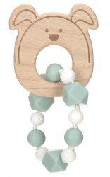 Lassig Kousátko Teether Bracelet Wood/Silicone Little Chums dog