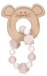Lassig Kousátko Teether Bracelet Wood/Silicone Little Chums mouse