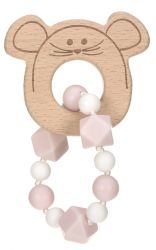 Lässig Kousátko Teether Bracelet Wood/Silicone Little Chums mouse