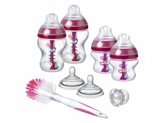 Tommee Tippee Sada kojeneckých lahviček C2N ANTI-COLIC s kartáčem Pink