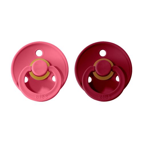 BIBS Colour dudlíky z přírodního kaučuku vel. 2, coral / ruby