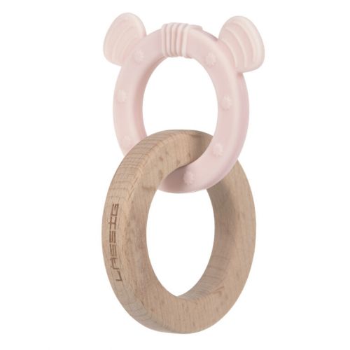 Lässig Kousátko Teether Ring 2in1 Wood/Silikone Little Chums mouse
