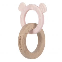 Lassig Kousátko Teether Ring 2in1 Wood/Silikone Little Chums mouse