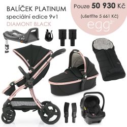 Kočárek BabyStyle Egg2 set 9 v 1 - Diamond Black 2021