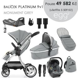 Kočárek BabyStyle Egg2 set 9 v 1 - Monument Grey 2021