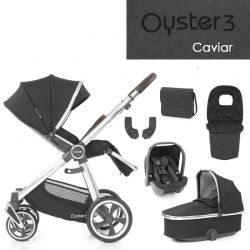 Kočárek BabyStyle Oyster 3 luxusní set 6 v 1 - Caviar 2021