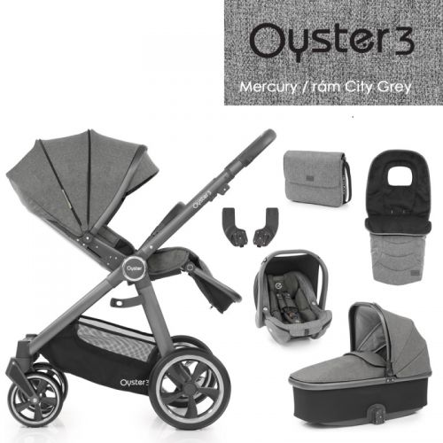 Kočárek BabyStyle Oyster 3 luxusní set 6 v 1 - Mercury / City Grey 2022