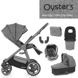 Kočárek BabyStyle Oyster 3 luxusní set 6 v 1 - Mercury / City Grey 2022