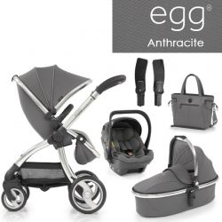 Kočárek BabyStyle EGG set Anthracite 2020, kočárek + korba + taška + autosedačka + adaptéry