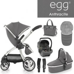 Kočárek BabyStyle EGG set Anthracite 2020, kočárek + korba + taška + fusak + autosedačka + adaptéry