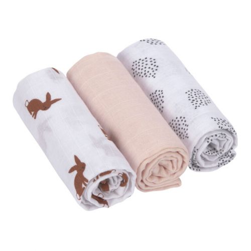 Lassig Swaddle Burp blanket 60x60 Little Forest rabbit