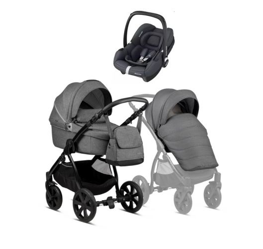Kočárek Noordi Fjordi 2022 Dark Grey + autosedačka Maxi-Cosi CabrioFix i-Size