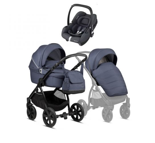 Kočárek Noordi Fjordi 2022 Jeans Blue + autosedačka Maxi-Cosi CabrioFix i-Size