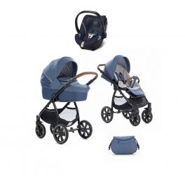 Kočárek Noordi Fjordi SP Leather Melange Denim + autosedačka Cybex Aton 5