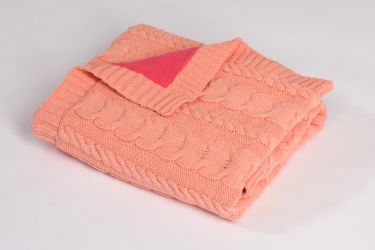 Pletená deka zateplená bavlna,růžová,copánky Rialto Baby