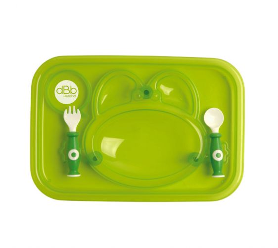 dBb Remond Jídelní tác se lžící a vidličkou Zelená