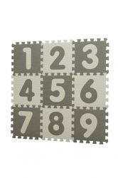 BabyDan Hrací podložka puzzle Grey s čísly 90x90 cm