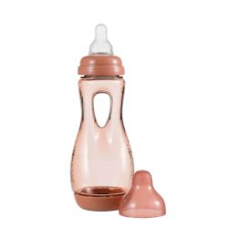 Difrax Lehce uchopitelná dětská lahvička antikolik Cihlová 240ml