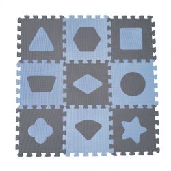 BabyDan Pěnová hrací podložka puzzle Geometrické tvary, Blue 90x90 cm