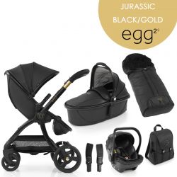 Kočárek BabyStyle Egg2 set 6 v 1 - Jurassic Black/ GOLD - limitovaná edice