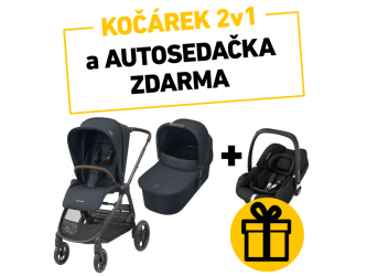 Kočárek Maxi-Cosi Street+ kočárek 2v1 Essential Graphite + CabrioFix i-Size autosedačka