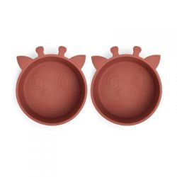 NUUROO Alex Silikonová miska 2 ks Giraf Mahogany