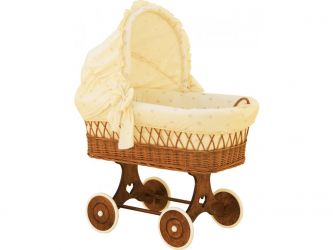 Proutěný košík na miminko s boudičkou Scarlett Méďa - béžová