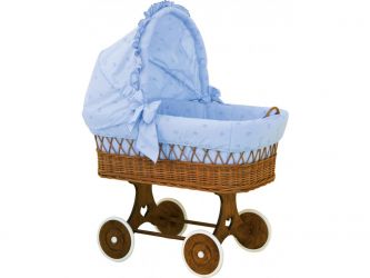 Scarlett Proutěný košík na miminko s boudičkou Méďa - modrá