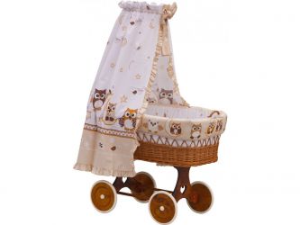 Proutěný košík na miminko s nebesy Scarlett Sovička - béžová