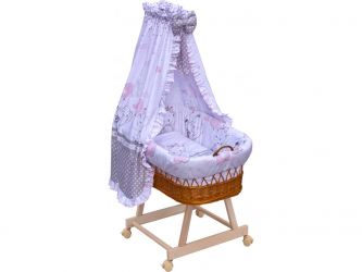 Scarlett Proutěný košík na miminko s nebesy Gusto - růžová