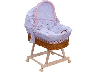 Scarlett Proutěný košík na miminko s boudičkou Gusto - růžová
