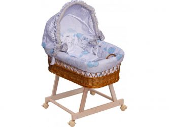 Scarlett Proutěný košík na miminko s boudičkou Gusto - modrá
