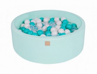 MeowBaby Suchý bazének s míčky 90x30cm s 200 míčky, mintová: bílá, tyrkysová, průhledná
