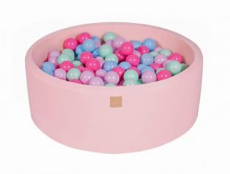 MeowBaby Suchý bazének s míčky 90x30cm s 200 míčky, růžová: mintová, modrá, pastelová růžová, světle růžová