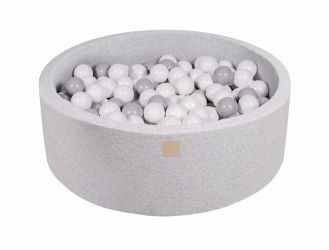 MeowBaby Suchý bazének s míčky 90x30cm s 200 míčky, světle šedá: šedá, bílá
