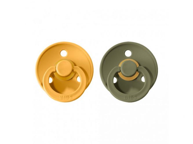 BIBS Colour dudlíky z přírodního kaučuku vel. 2, honey bee / olive