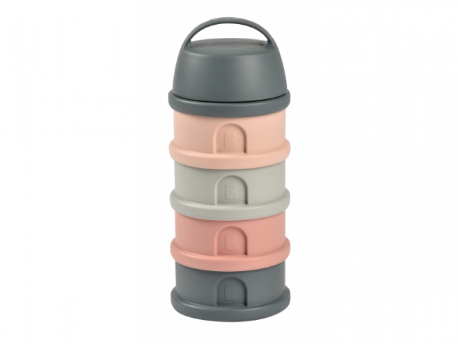 Beaba Sada kelímků na sušené mléko / svačinu Mineral Grey /Pink