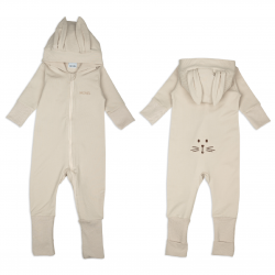 Moniel Dětský rostoucí teplákový overal Králík Basic Light Beige vel. 50 Novorozenec