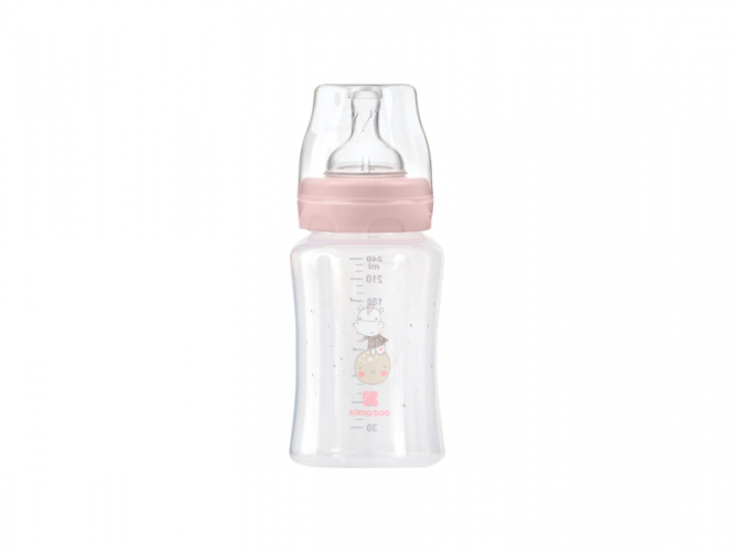 KikkaBoo Kojenecká láhev 240ml 3m+ Hippo Dreams Pink