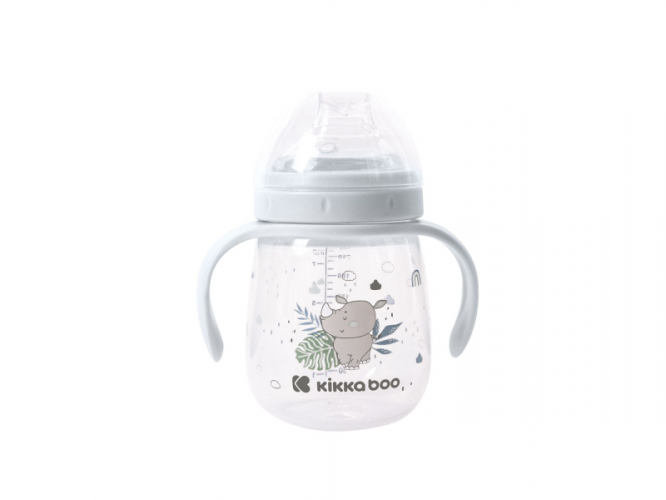 KikkaBoo Hrnek se silikonovým pítkem 240ml 6m+ Savanna Blue