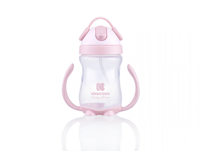 KikkaBoo Hrnek se silikonovým brčkem 300ml 12m+ Pink