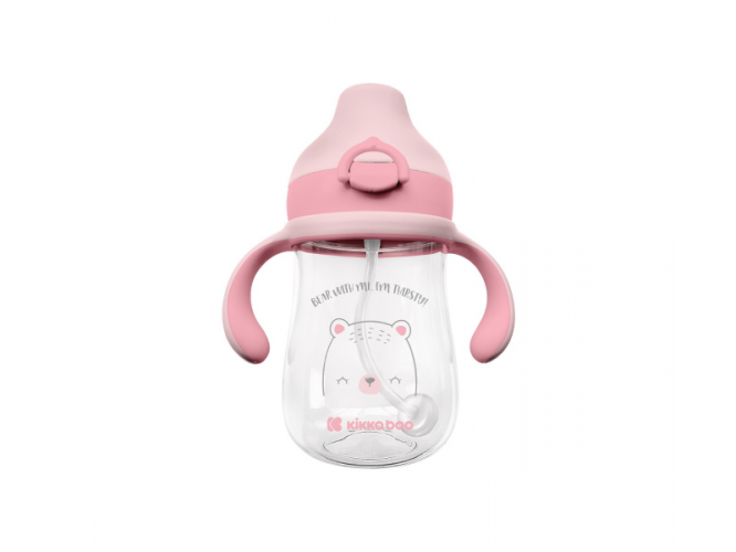 KikkaBoo Hrnek se silikonovým pítkem 300ml 6m+ Bear with me Pink