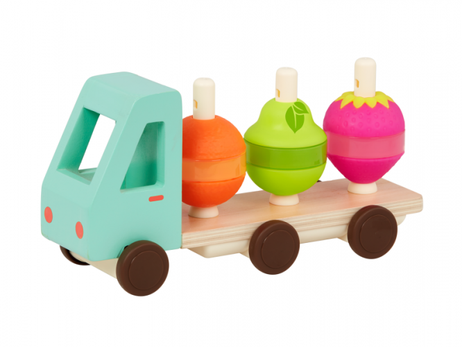 B-Toys Náklaďák dřevěný Stack & Roll Fruit Truck