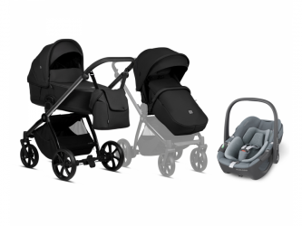 Kočárek Tutis Mio Plus 2v1 Black Edition Obsidian + Maxi-Cosi Pebble 360 autosedačka Essential Grey