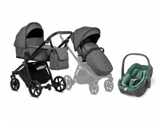 Kočárek Tutis Mio Plus 2v1 Graphite + Maxi-Cosi Pebble 360 autosedačka Essential Green