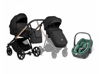 Kočárek Tutis Mio Plus 2v1 Black Edition Rose Gold + Maxi-Cosi Pebble 360 autosedačka Essential Green