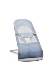 BabyBjörn Lehátko Soft Sky Blue/White mesh, světle šedá konstrukce