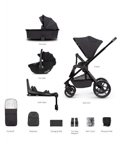 Kočárek Venicci Tinum Edge SE Raven + autosedačka Venicci Tiago + Isofix base 360° Tiago