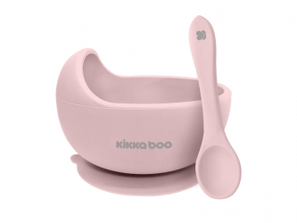 KikkaBoo Miska silikonová s přísavkou a lžičkou Pink